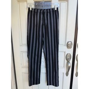John Galt Black & White Striped Pants Casual Cropped Trousers Size XS/Small‎